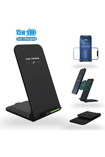 NITOPLAY ®   Încărcător wireless Z740, Încărcare rapidă 15W, Tehnologie QI, S...