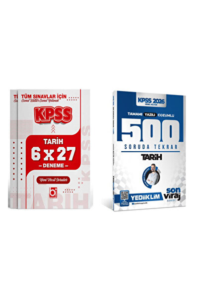 Yediiklim Yayınları Yediiklim 2026 Kpss Son Viraj Serisi Tarih 500 Soru ve De...
