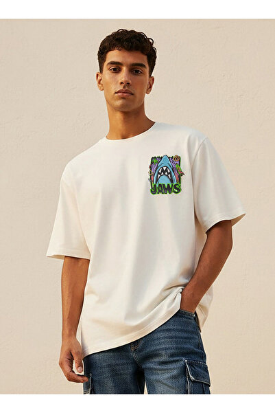 SP Characters Jaws Men Regular Fit Crew Neck Short Sleeve T-shirt