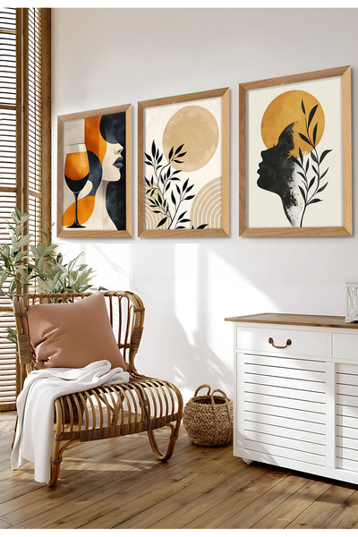 Milyardabir Bohem Tablo - 3 Parça Mdf Tablo Seti