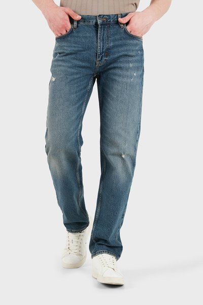 Emporio Armani Cotton Straight Fit Normal Waist Jeans Men's Jeans Pants Em000...