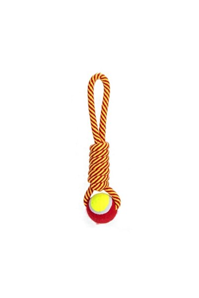 OEM Jucărie pentru câini, Frânghie cu minge de tenis, Portocaliu, 32cm