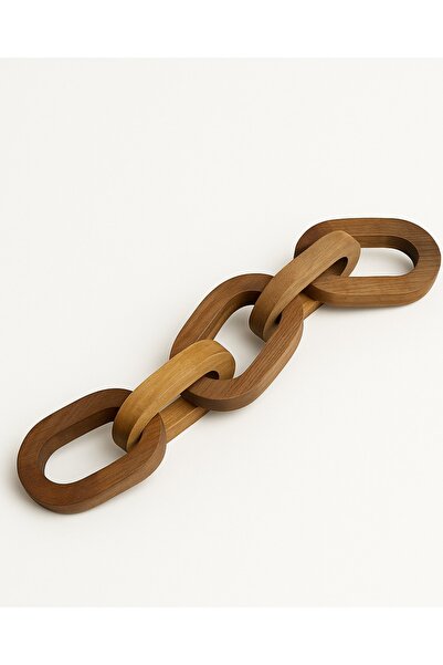 Generic Rustic Hand-Carved Five-Ring Wooden Decorative Chain – Modern Boho Ho...