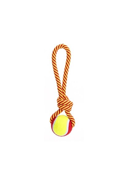 OEM Jucărie pentru câini, Frânghie cu minge de tenis, Portocaliu, 28cm