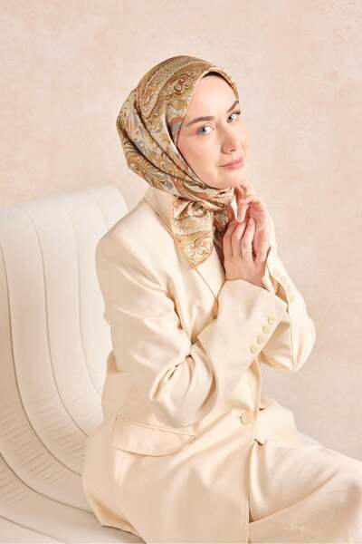 Silk Home Twill İpek Eşarp Royale Şal Desen Taş 90x90