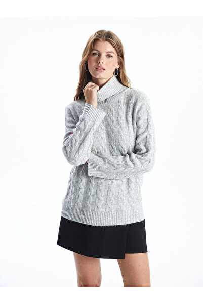 LC Waikiki Turtleneck Self-Patterned Women's Knitwear Sweater