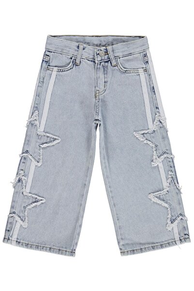 Civil Girls Striped Star Embroidered 2-5 Years Old Pants Jeans - Blue