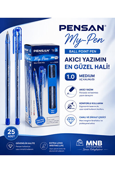 Pensan 2210 My-Pen MaviTükenmez Kalem Seti - 25'li Kutu - Ofis ve Kurumsal Ku...
