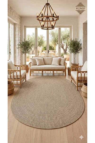 HALI SARAY CONCEPT FLOOR PREMİUM YÜKSEK KALİTE ÇOK DAYANIKLI OVAL HALI BEJ668...
