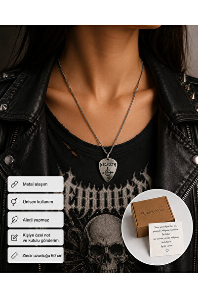 HER ŞEY NOTA www.herseynota.com Megadeth Temalı Unisex Pena Kolye 60 cm Zinci...