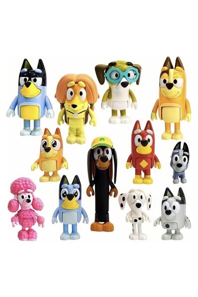 MBong Set de 12 figurine Familia Bluey, Mbong ® Multicolor, 6-8 cm
