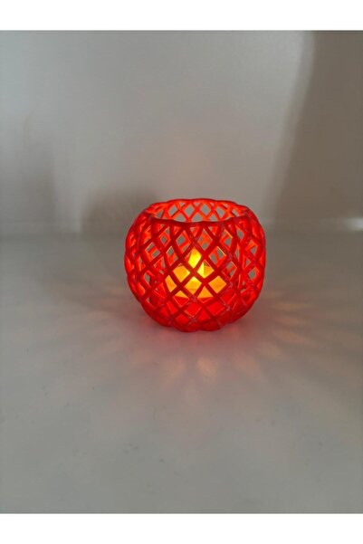 Geometri ışık kırmızı thealight mum lamba