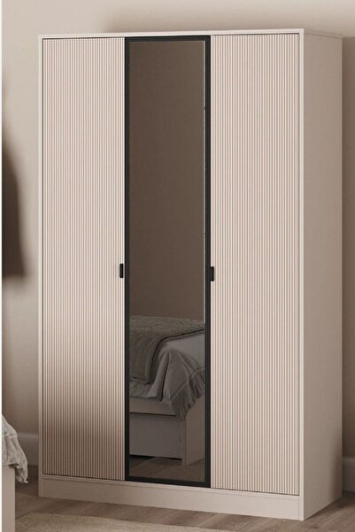 Palmera Zen 3 Kapaklı Aynalı Gardırop -120 cm Genişlik - Genç Odası Elbise Do...