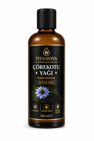 TİTANOVA Çörekotu Yağı 100 ml %100 Saf ve Doğal Soğuk Pres