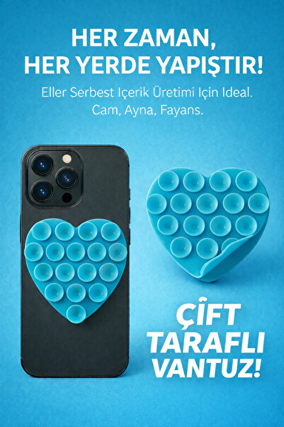 Case collection Çift Taraflı Vantuz Telefon Tutucu Slikon Kalpli