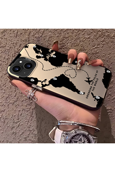PATTERNOVA iPhone 15 Uyumlu Yüksek Kalite Dünya Haritalı Kılıf, Çizilmeye Day...