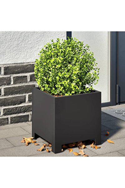 vidaxl Jardiniere de gradina, 2 buc., negru, 30x30x30 cm, otel