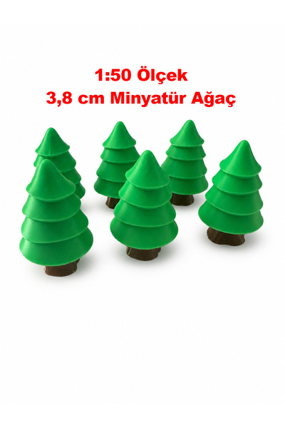 Friday Home 6 Adet Minyatür Ağaç - Teraryum İçin Koyu Yeşil Renk 3.8 cm 1:50 ...
