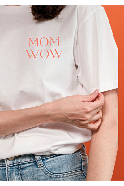 AEMİ تي شيرت برقبة دائرية كبير الحجم مطبوع عليه عبارة Mother's Day Mom