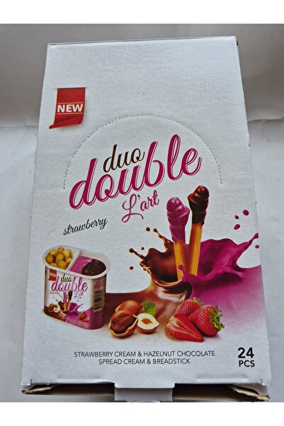 duo double lart Çilekli ve Fındıklı Bandırılabilir Çikolatalı Çubuk Bisküvi 24 adet