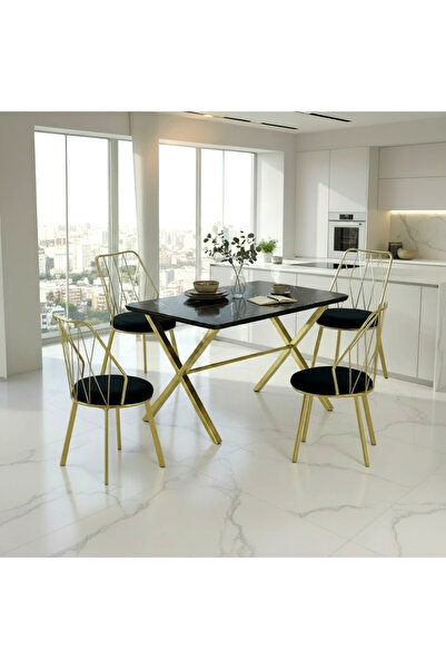 Buketim Mobilya Yıldız Sandalye gold kaplama cafe proje restoran mutfak balkon