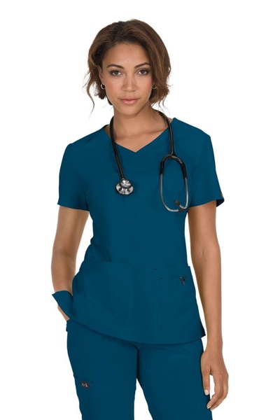 KOI Happiness Katie Bluză medicală pentru femei, Albastru Caraibe (Model 374)