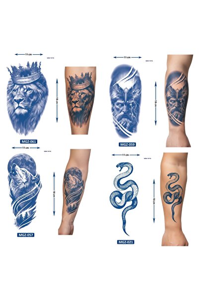 Airbrush Tattoo Yarı Kalıcı 4 Adet Birden Geçici Dövme 18x11 cm Aylık Kalıcı ...