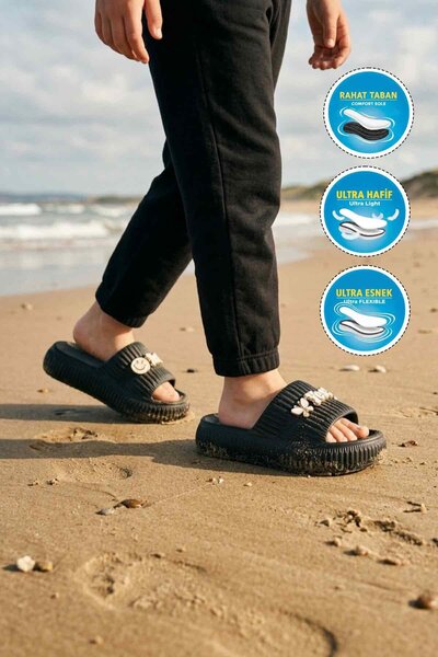 AYAKMOD Black Lightweight Flexible Eva Girls' Slippers 292 F-P
