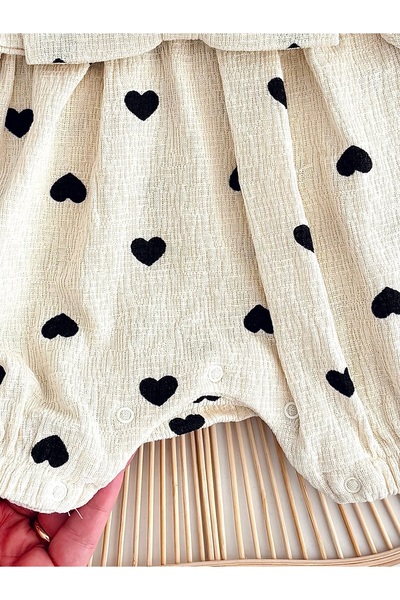 Jammybaby Amore Summer Heart Pattern Bow Detail 100% Cotton Shorts Jumpsuit and Ruffle Hat Set