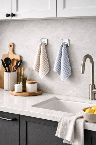 Sas Haus Güçlü Yapışkanlı Kancalı Banyo Ve Mutfak Askısı Metal Duvar Askılık ...