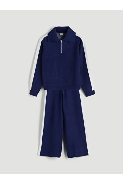 LC Waikiki Polo Neck Girls' Knitwear Sweater and Trousers