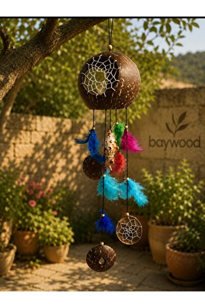 Coconut Coconut Handmade Braided Feathered Wind Bell Decorative Garden Balcony Ornament