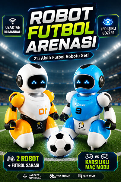 YILDIRIM OYUNCAK Uzaktan Kumandalı Maç Yapan Akıllı Robot Futbol Seti - LED I...