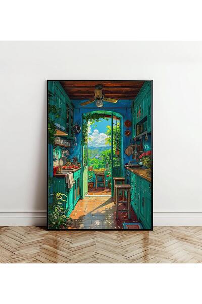 Modern Sanat Yağlı Boya Mutfak Resmi Poster- Çerçevesiz