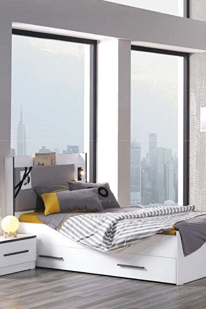 Palmera Infinity 120x200, 100x200 USB Girişli Ledli Genç Karyola - Depolamalı...