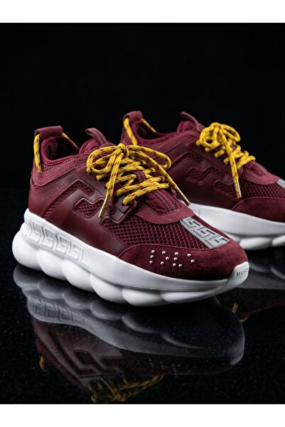 EXCLUSIVE STYLE Adidasi CHAIN Burgundy - Piele ecologica si catifea