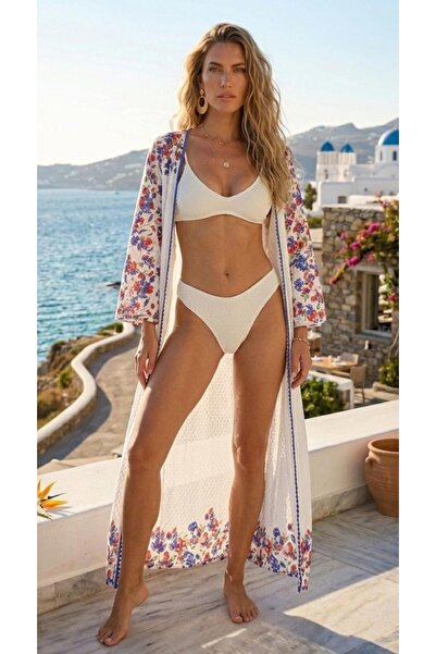 FAZZA FABRİKA Beliz beyaz kimona & kaftan