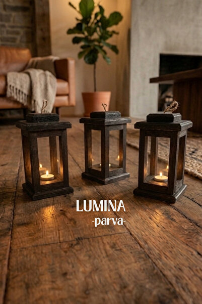 Nart Handicraft 3lü Ahşap Fener Mumluk | Siyah Dekoratif Mumluk Set | Lumina ...