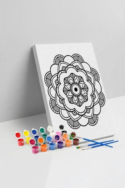 Yatinks Oval Çiçek Mandala Tuval Boyama Seti 40x50 cm