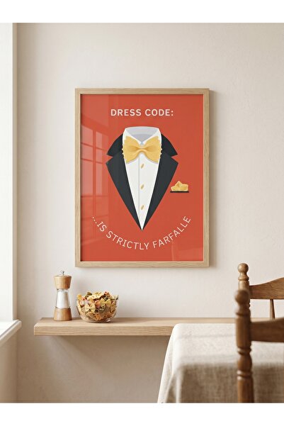 DEKORASOR Dress Code Farfalle Modern Mutfak Tablosu Esprili Makarna İllüstras...