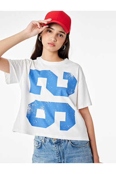 Koton Comfortable Fit Short Sleeve Crew Neck Cotton Printed Sports T-Shirt