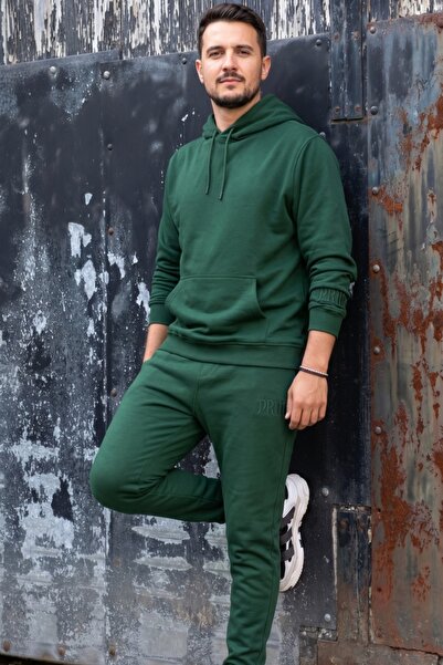 EXCLUSIVE STYLE Cotton tracksuit with Embroidered logo - PRiMal GREEN