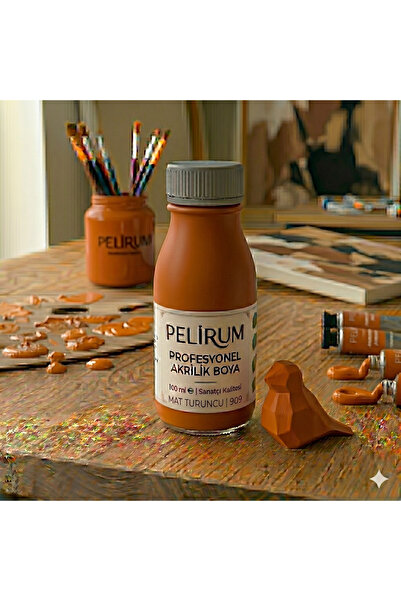 Pelirum Profesyonel Mat Akrilik Boya TURUNCU] 100 ml - Ahşap, Metal, Plastik,...