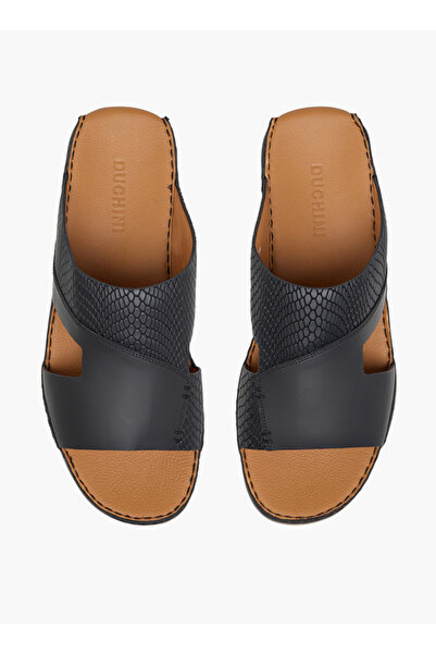 Duchini Men Textured Leather Arabic Sandals