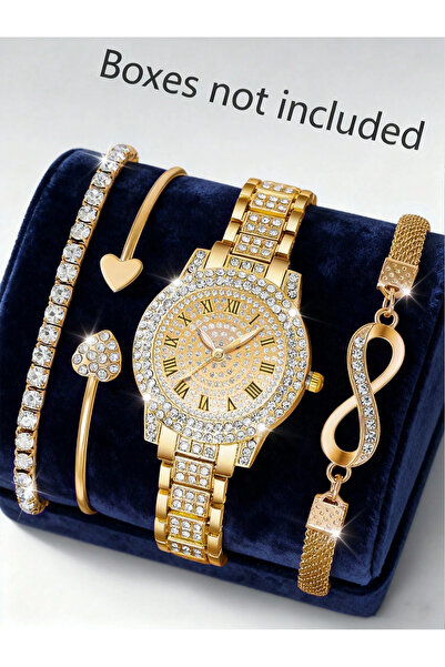 Generic 4Pcs/Set Women's Exquisite Fashion Watch and Silver Jewelry Set