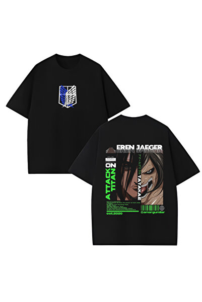 MAGORS Eren Jager iz anime filma Attack on Titan, unisex majica sa širokim kr...