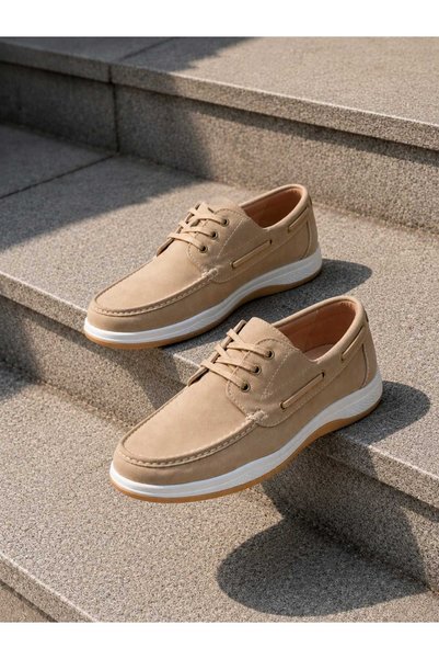 EFANANSHOES Efnan Shoes Men's Beige Premium Thermo Non-Slip Orthopedic Comfortable Sole Daily Sports Walking Shoes Sneakers