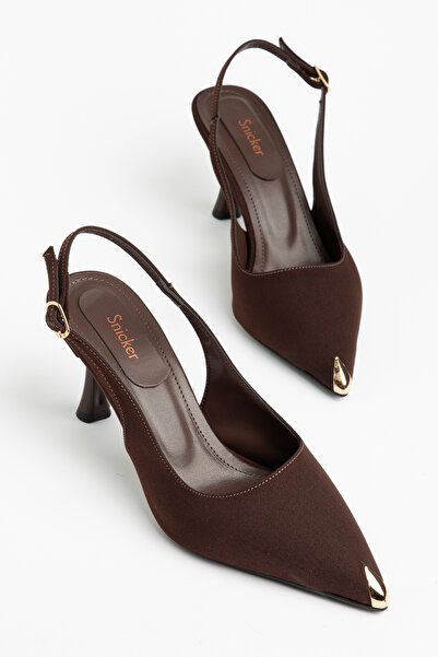 SNİCKER Charm Heels Satin Gold Detailed Women's Stilleto