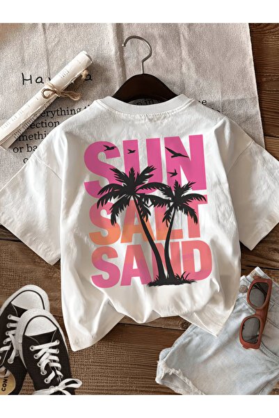 one button Tricou Premium Oversize cu imprimeu Sun Salt Sand pe spate