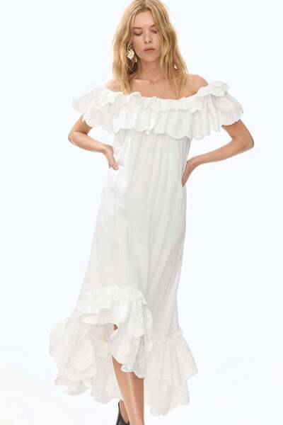 H&M Frill-trimmed off-the-shoulder dress